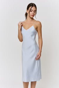 Red Cabbage-Dyed Silk Midi-Slip Dress in naturally dyed fabric by AGA Nature