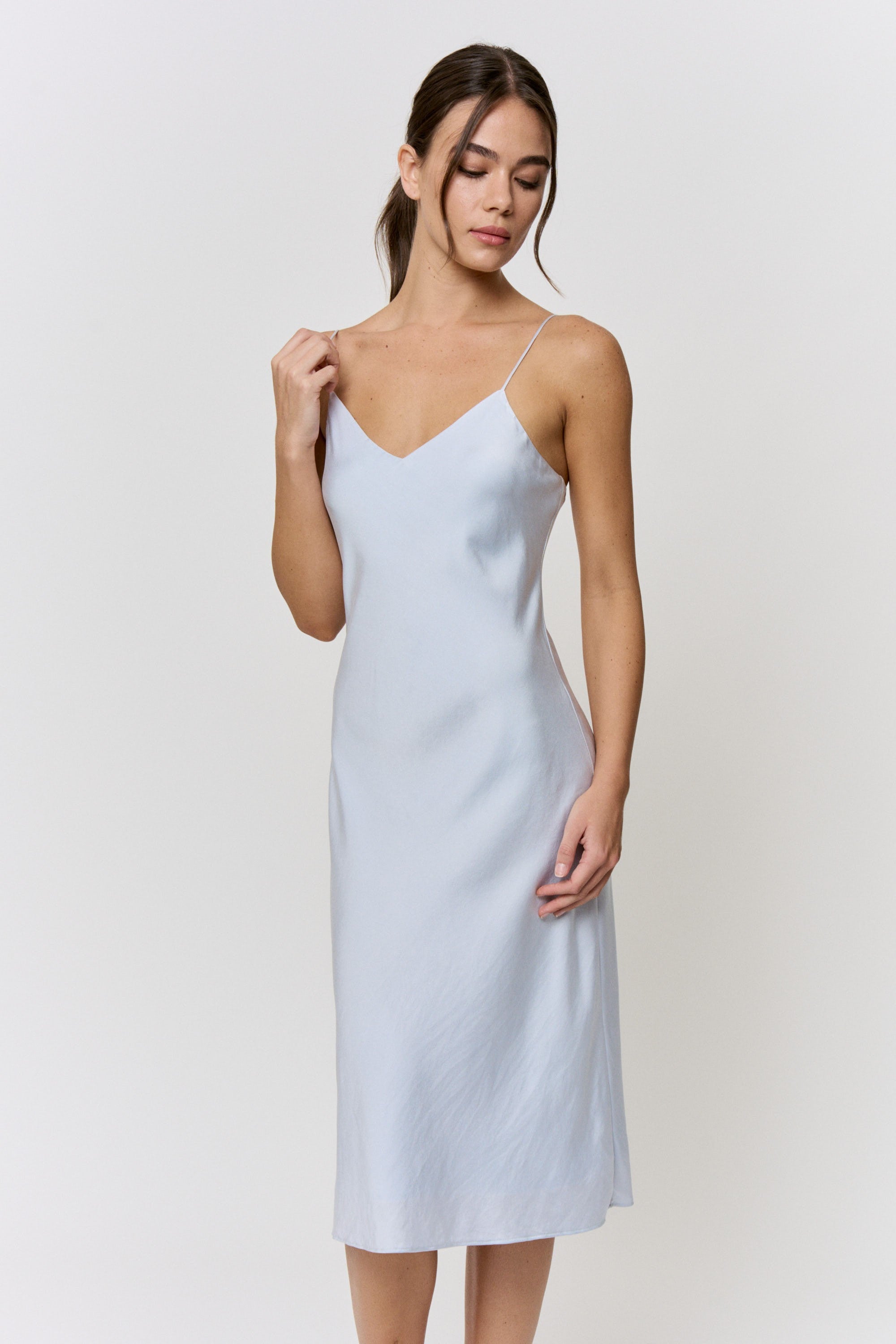 Red Cabbage-Dyed Silk Midi-Slip Dress in naturally dyed fabric by AGA Nature