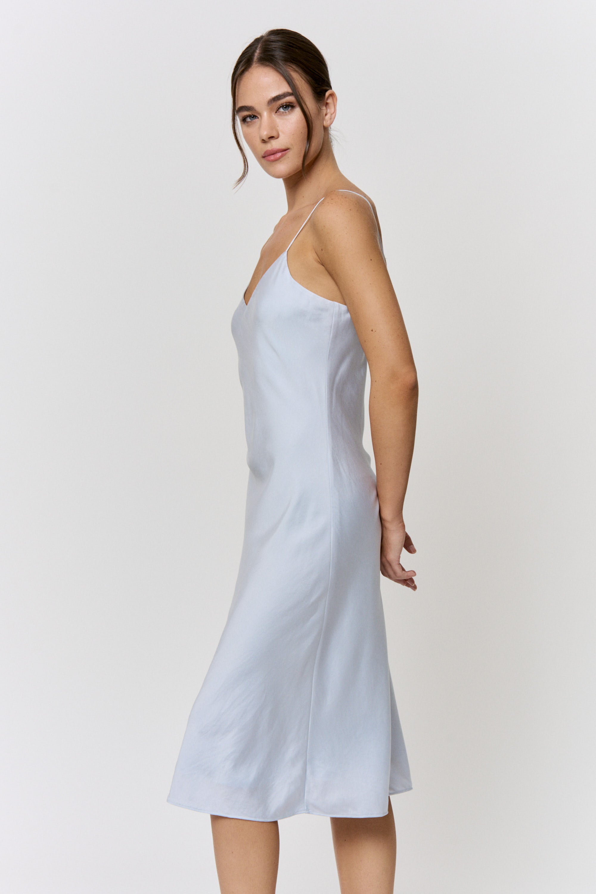 Red Cabbage-Dyed Silk Midi-Slip Dress in naturally dyed fabric by AGA Nature