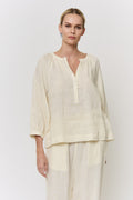 Pomegranate-Dyed Linen Top