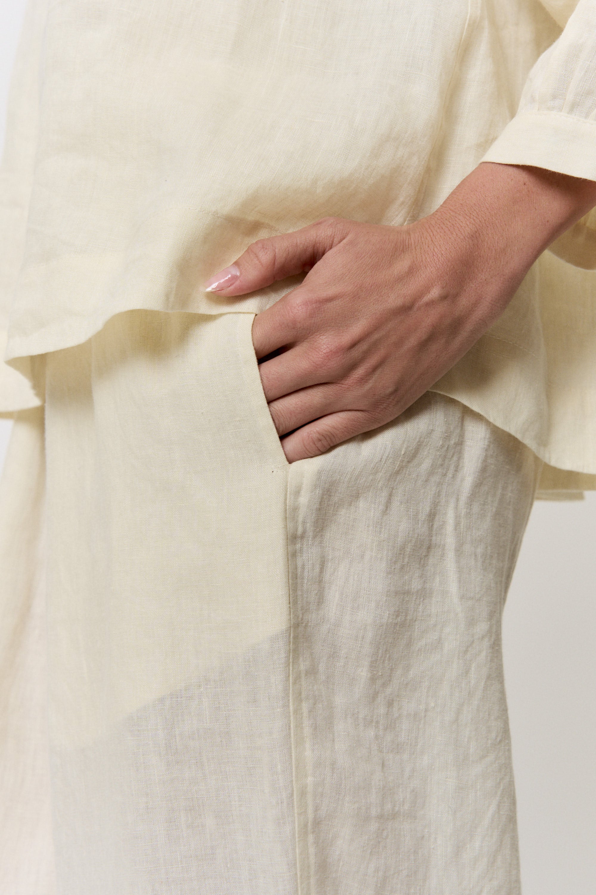 Pomegranate-Dyed Linen Pants in naturally dyed fabric by AGA Nature