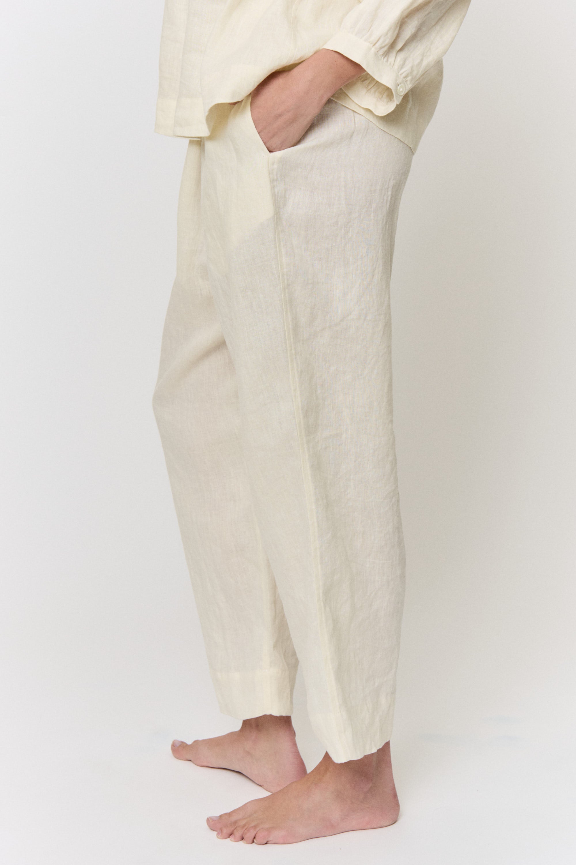 Pomegranate-Dyed Linen Pants in naturally dyed fabric by AGA Nature