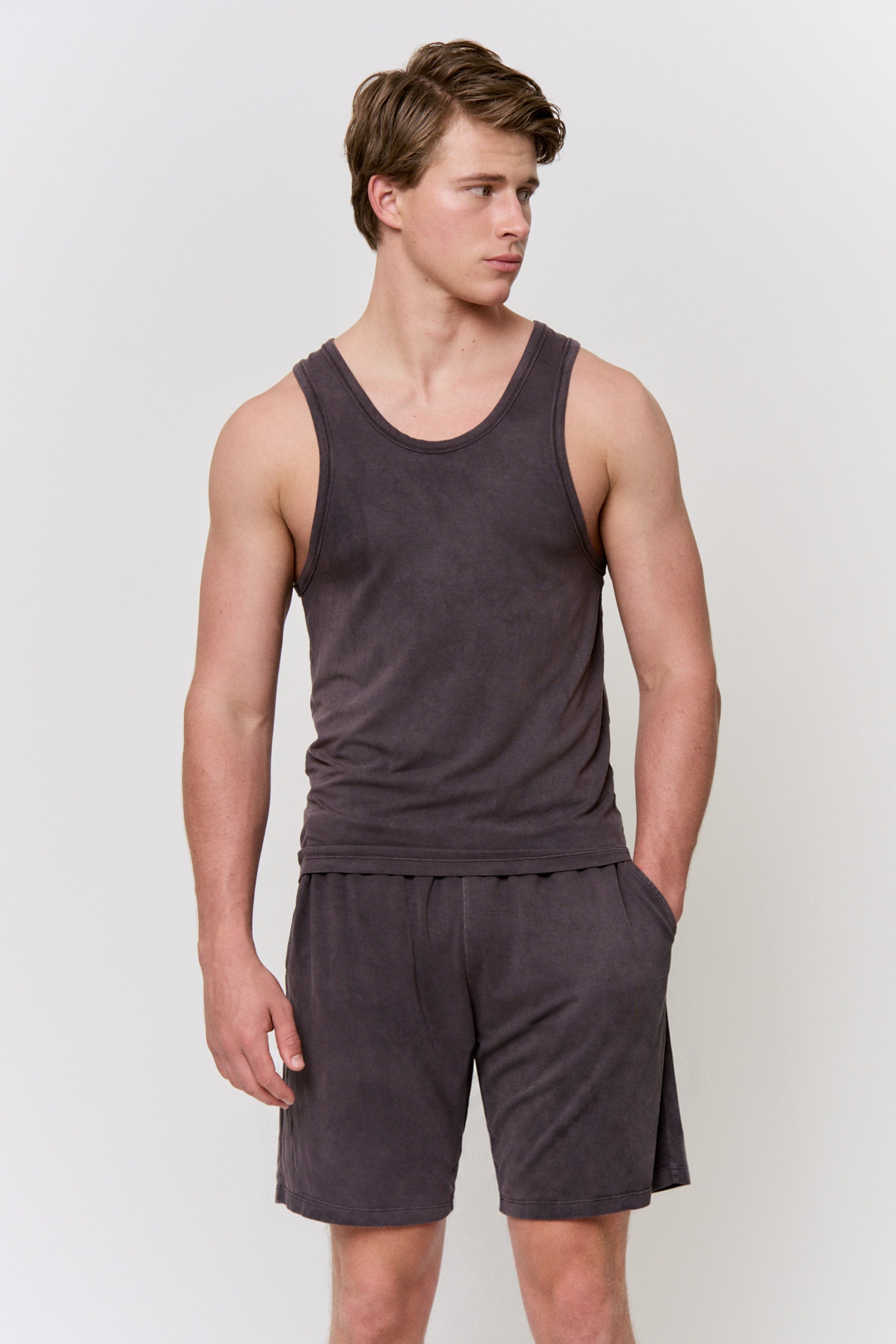 Myrobalan-Dyed Modal Drawstring Short in naturally dyed fabric by AGA Nature