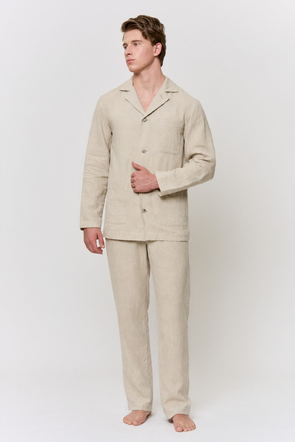 Walnut-Dyed Linen Pajama Set