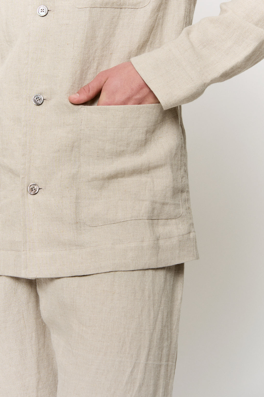 Walnut-Dyed Linen Pajama Set