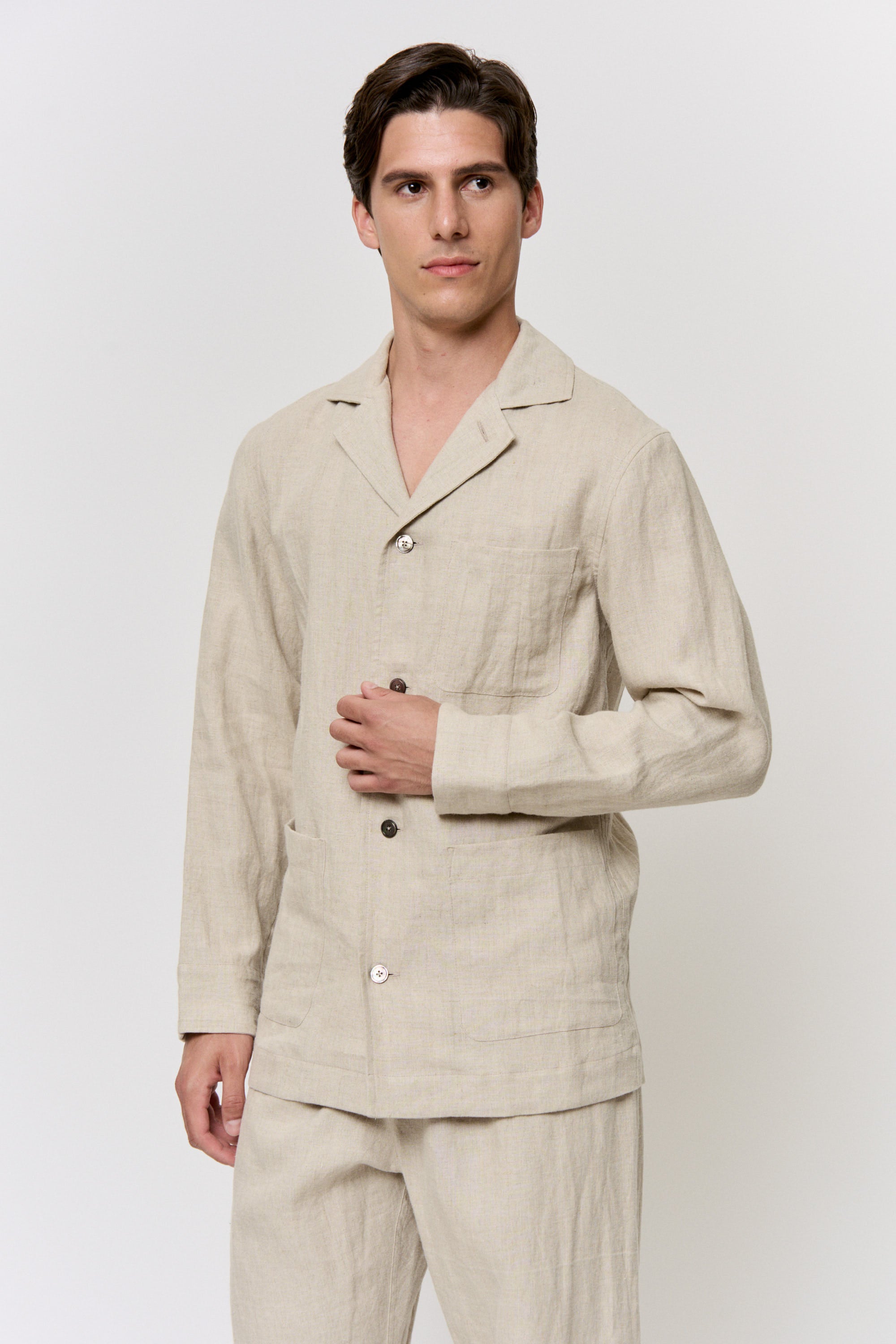 Walnut-Dyed Linen Pajama Set