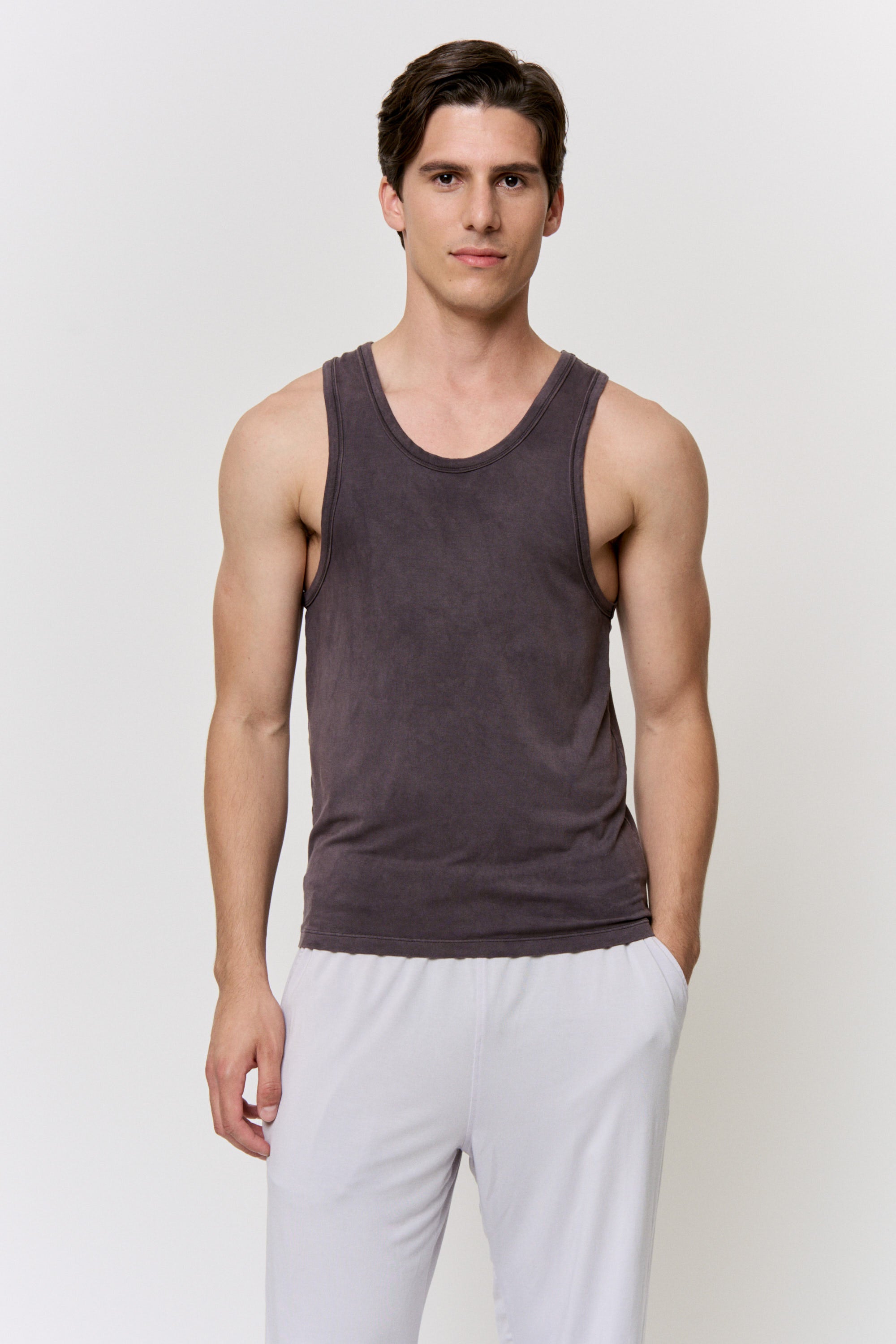 Myrobalan-Dyed Modal Scoop-Neck Tank in naturally dyed fabric by AGA Nature