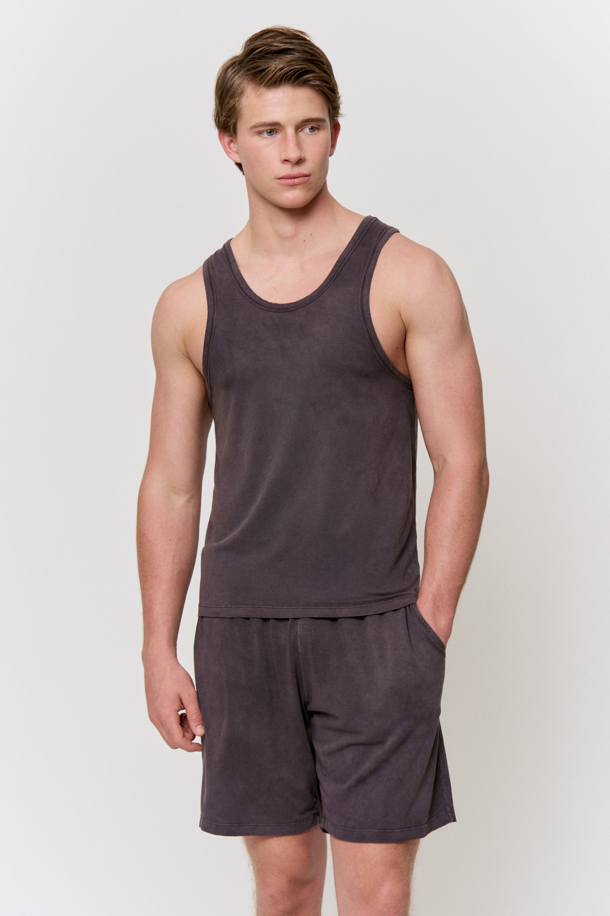 Myrobalan-Dyed Modal Scoop-Neck Tank in naturally dyed fabric by AGA Nature
