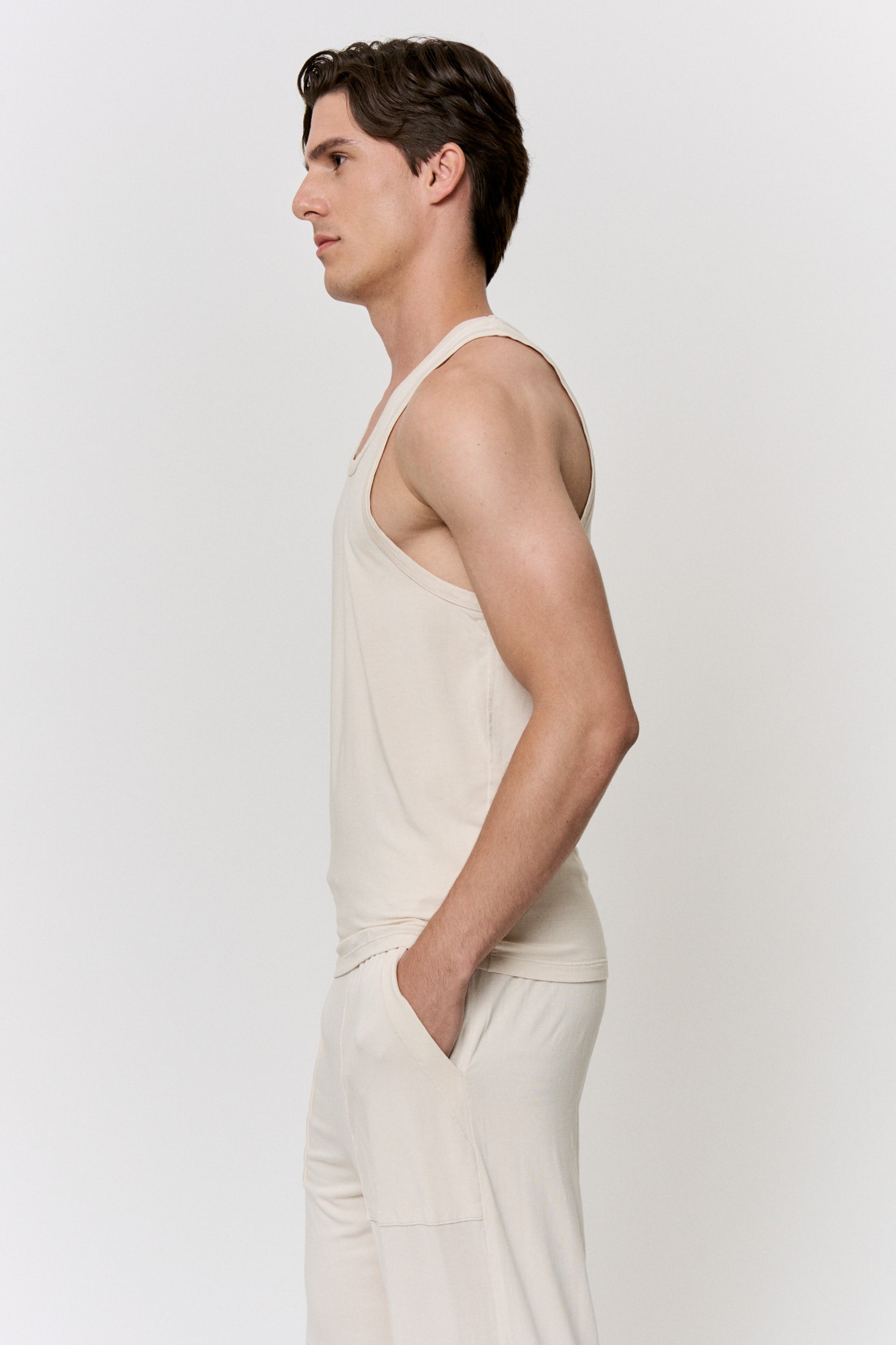 Walnut-Dyed Modal Scoop-Neck Tank in naturally dyed fabric by AGA Nature