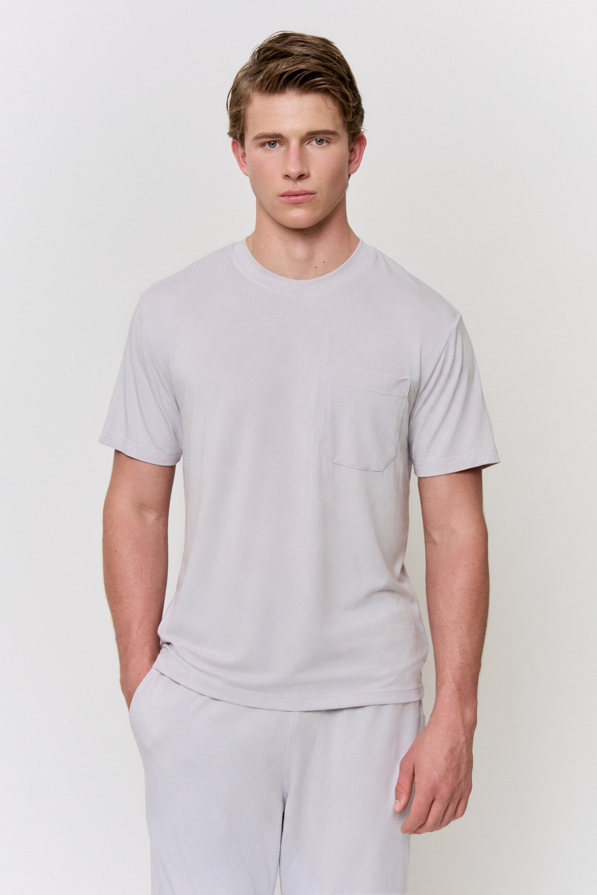 Red Cabbage-Dyed Modal Pocket-Tee in naturally dyed fabric by AGA Nature