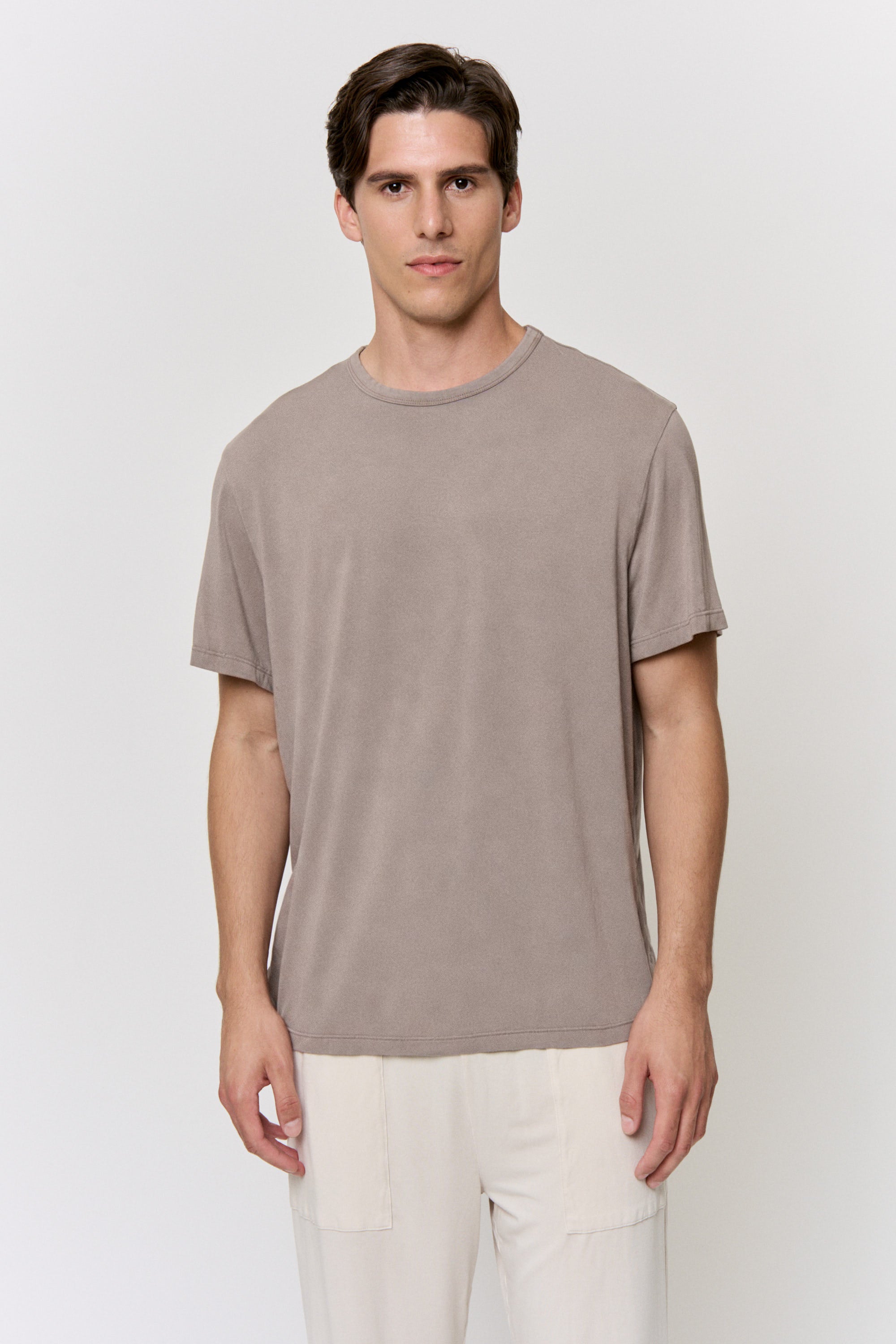 Cutch-Dyed Modal Short-Sleeve Top in naturally dyed fabric by AGA Nature