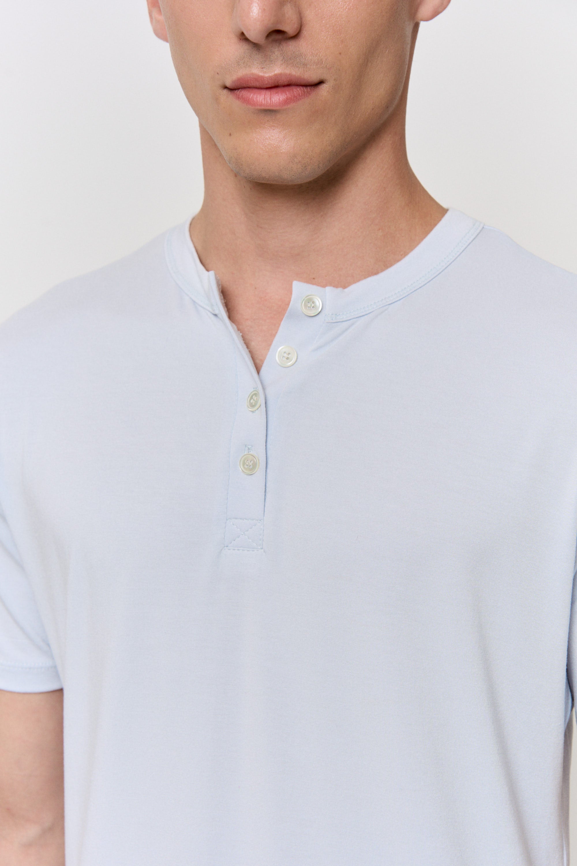 Red Cabbage-Dyed Modal Shell-Button Tee in naturally dyed fabric by AGA Nature
