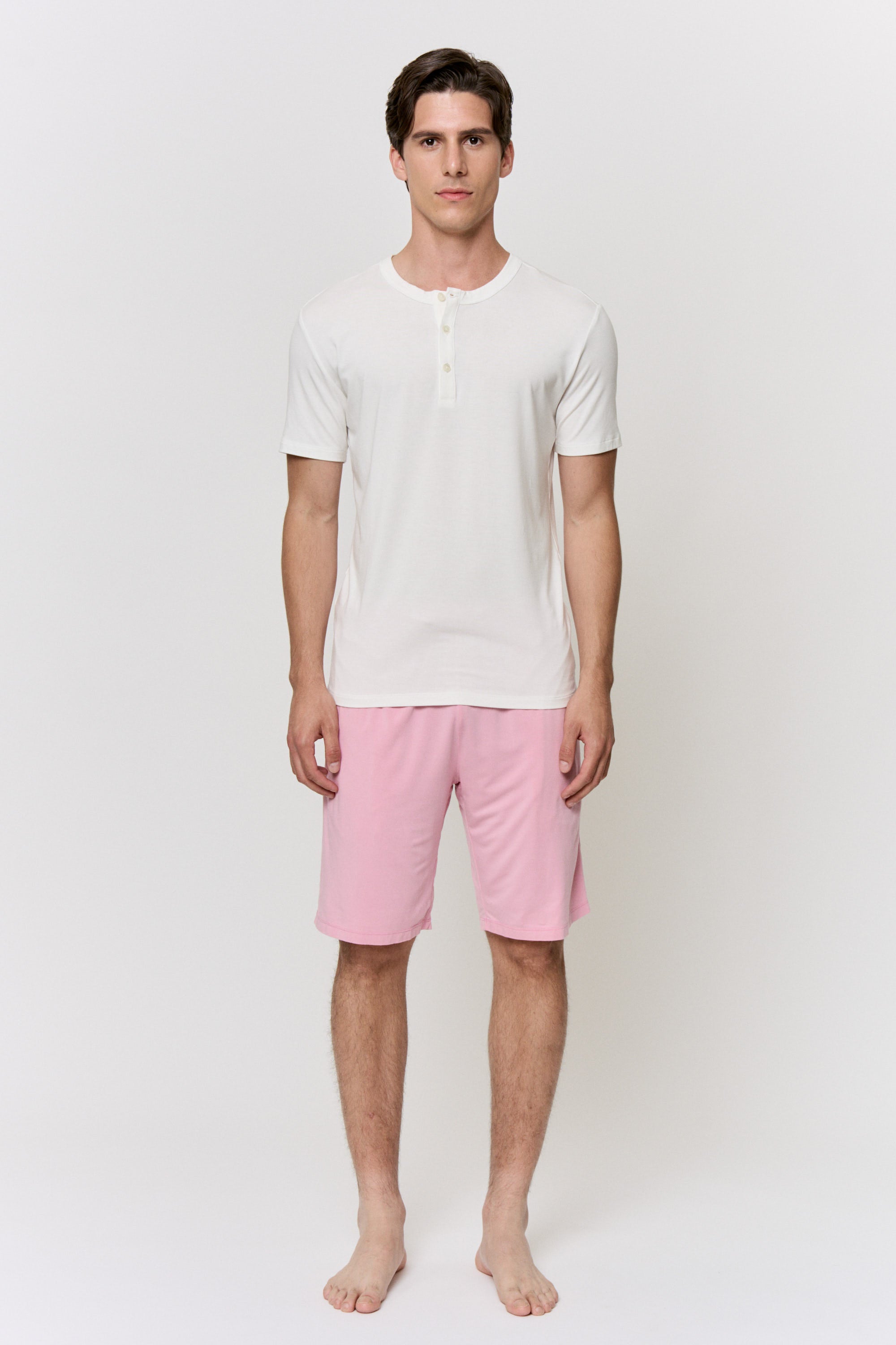 Undyed Modal Shell-Button Tee in naturally dyed fabric by AGA Nature