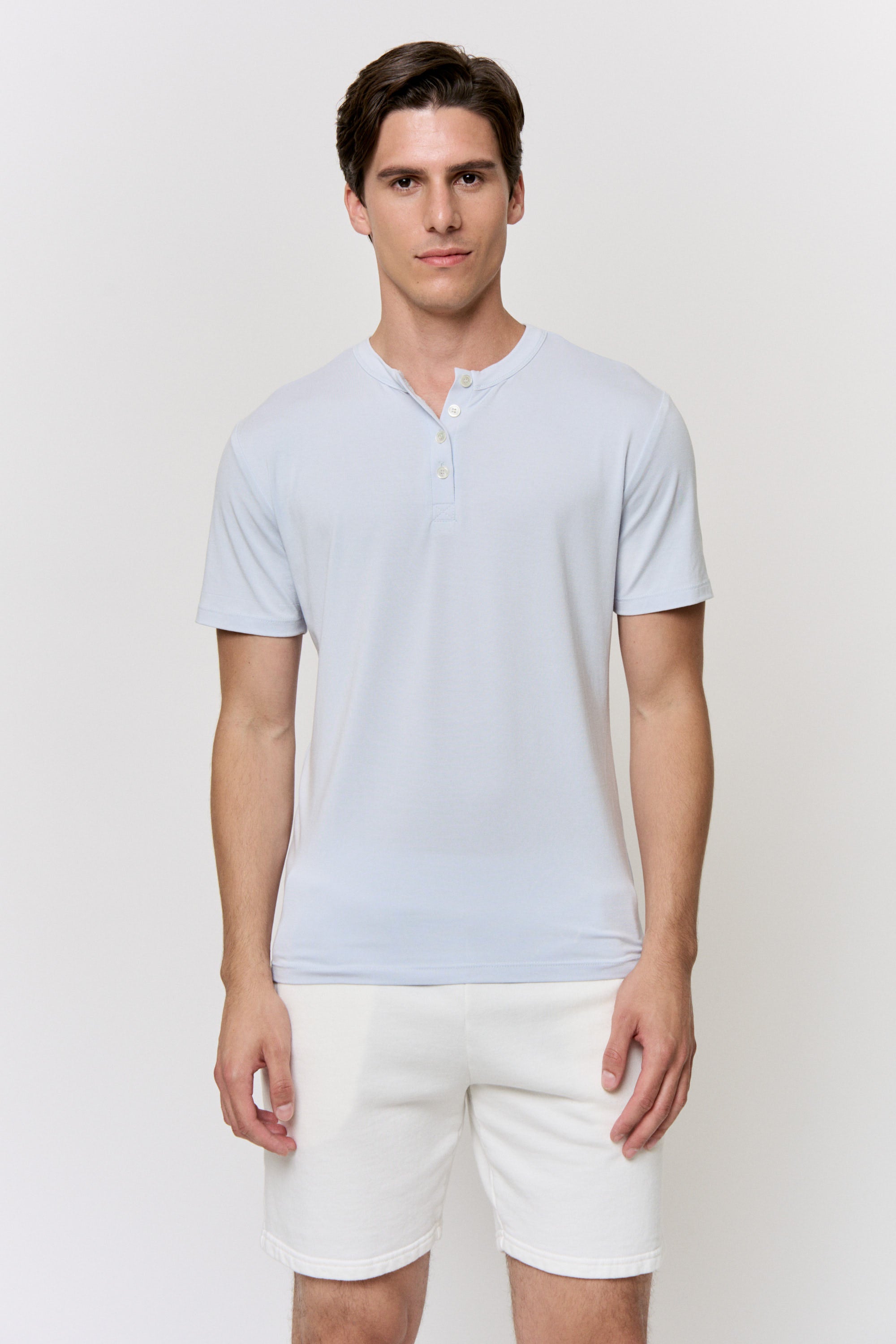 Red Cabbage-Dyed Modal Shell-Button Tee in naturally dyed fabric by AGA Nature