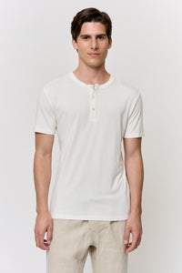 Undyed Modal Shell-Button Tee in naturally dyed fabric by AGA Nature