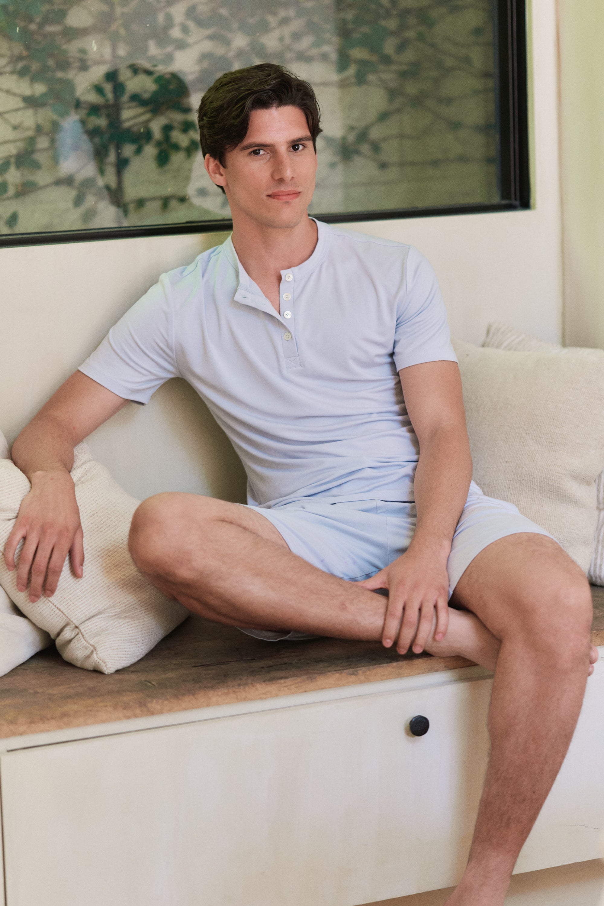 Red Cabbage-Dyed Modal Shell-Button Tee in naturally dyed fabric by AGA Nature