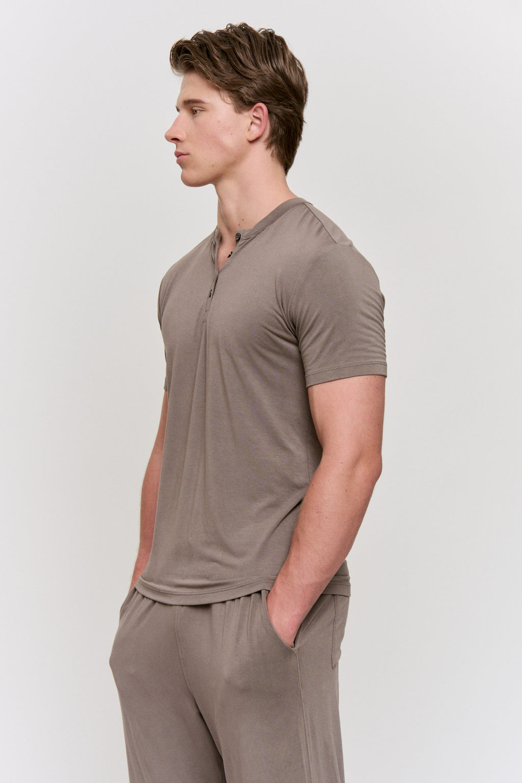 Cutch-Dyed Modal Shell-Button Tank