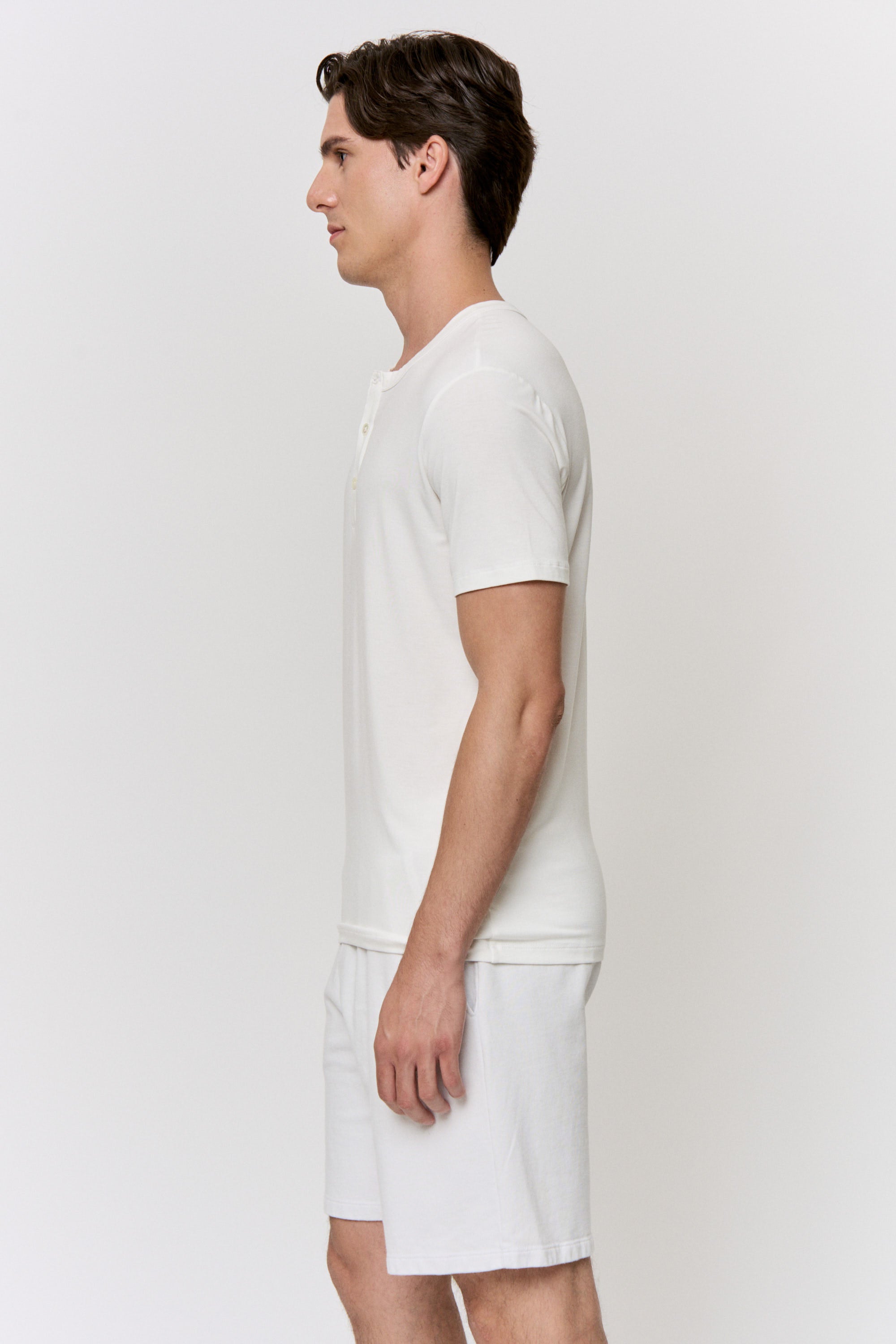 Undyed Modal Shell-Button Tee in naturally dyed fabric by AGA Nature