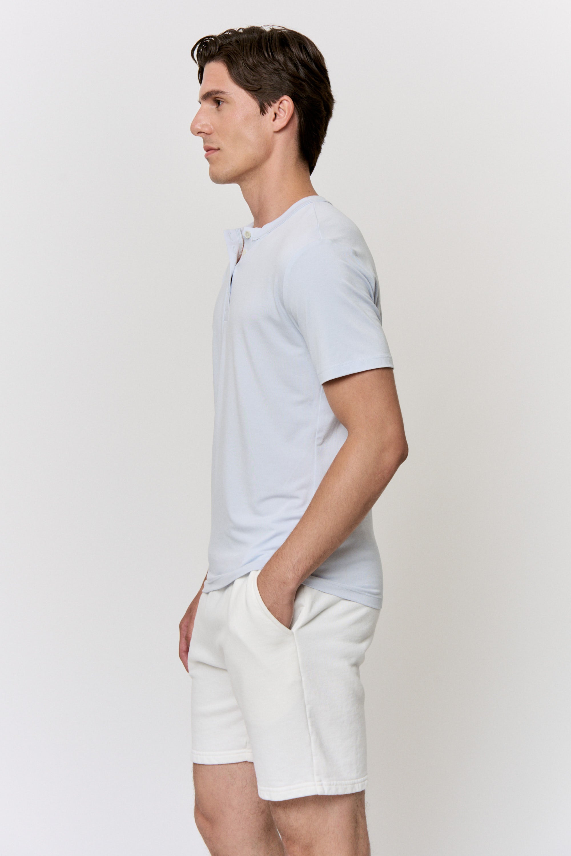 Red Cabbage-Dyed Modal Shell-Button Tee in naturally dyed fabric by AGA Nature