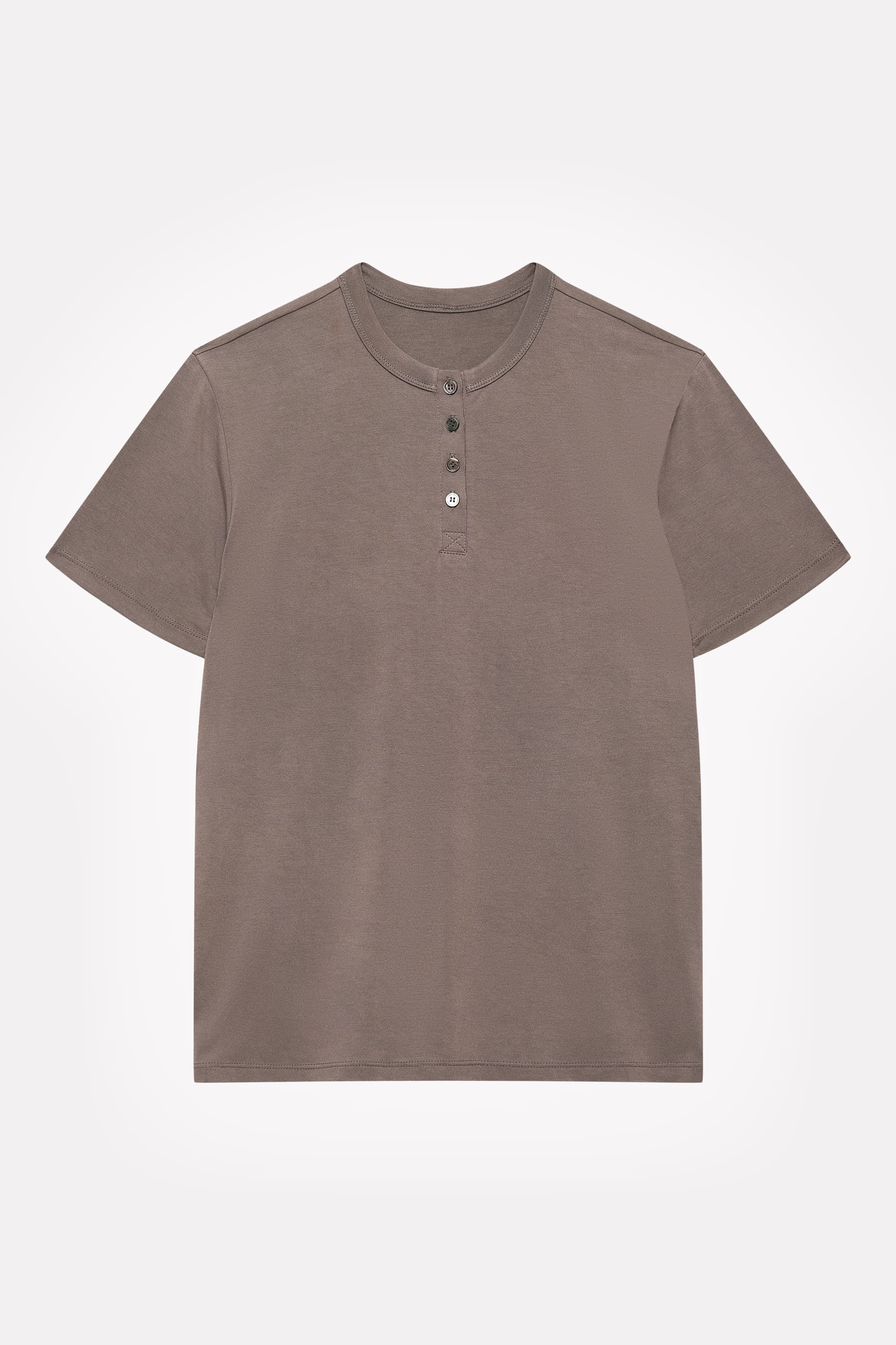 Cutch-Dyed Modal Shell-Button Tee in naturally dyed fabric by AGA Nature