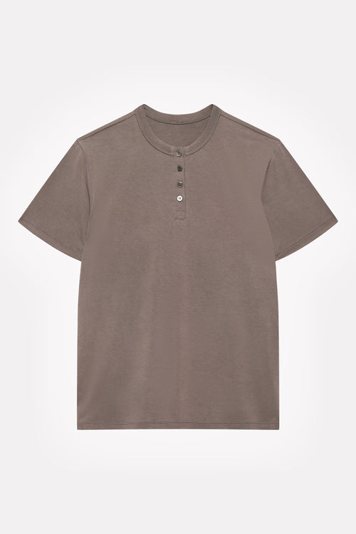 Cutch-Dyed Modal Shell-Button Tee in naturally dyed fabric by AGA Nature