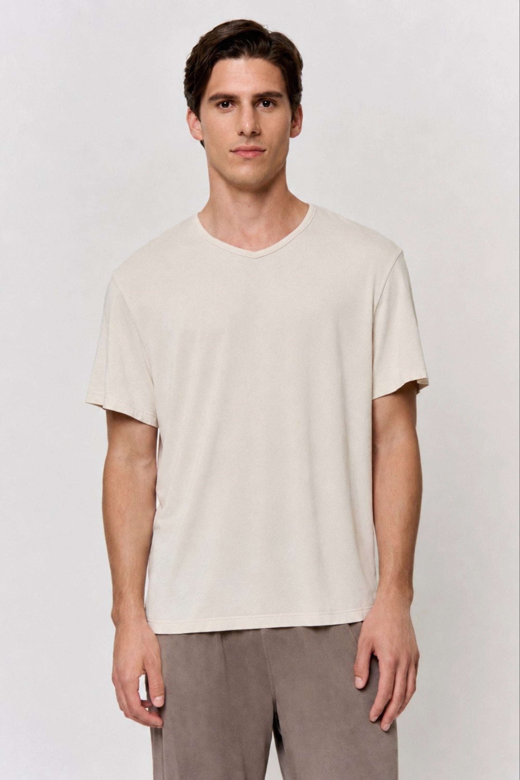 Walnut-Dyed Modal Short-Sleeve Top in naturally dyed fabric by AGA Nature