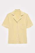 Chamomile-Dyed Modal Piped-Short Pajama Set in naturally dyed fabric by AGA Nature