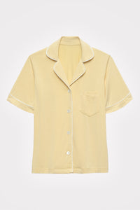Chamomile-Dyed Modal Piped-Short Pajama Set in naturally dyed fabric by AGA Nature