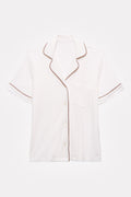 Undyed Modal Short Pajama Set with Sequoia-Dyed Silk Piping
