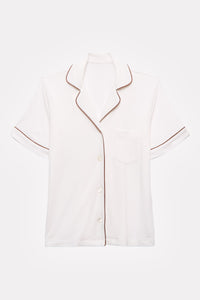 Undyed Modal Piped-Short Pajama Set in naturally dyed fabric by AGA Nature