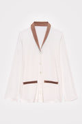 Undyed Modal Long Pajama Set with Sequoia-Dyed Silk Contrast