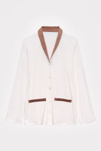 Undyed Silk Trim Pajama Set in naturally dyed fabric by AGA Nature