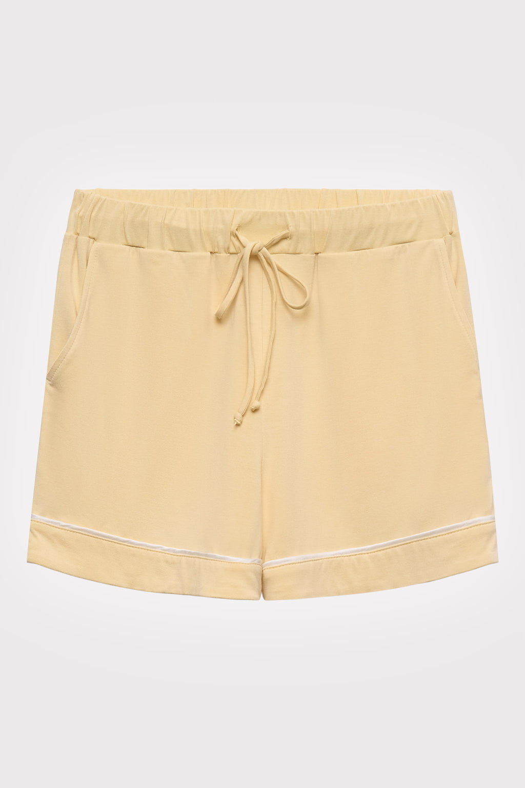 Chamomile-Dyed Modal Piped-Short Pajama Set in naturally dyed fabric by AGA Nature