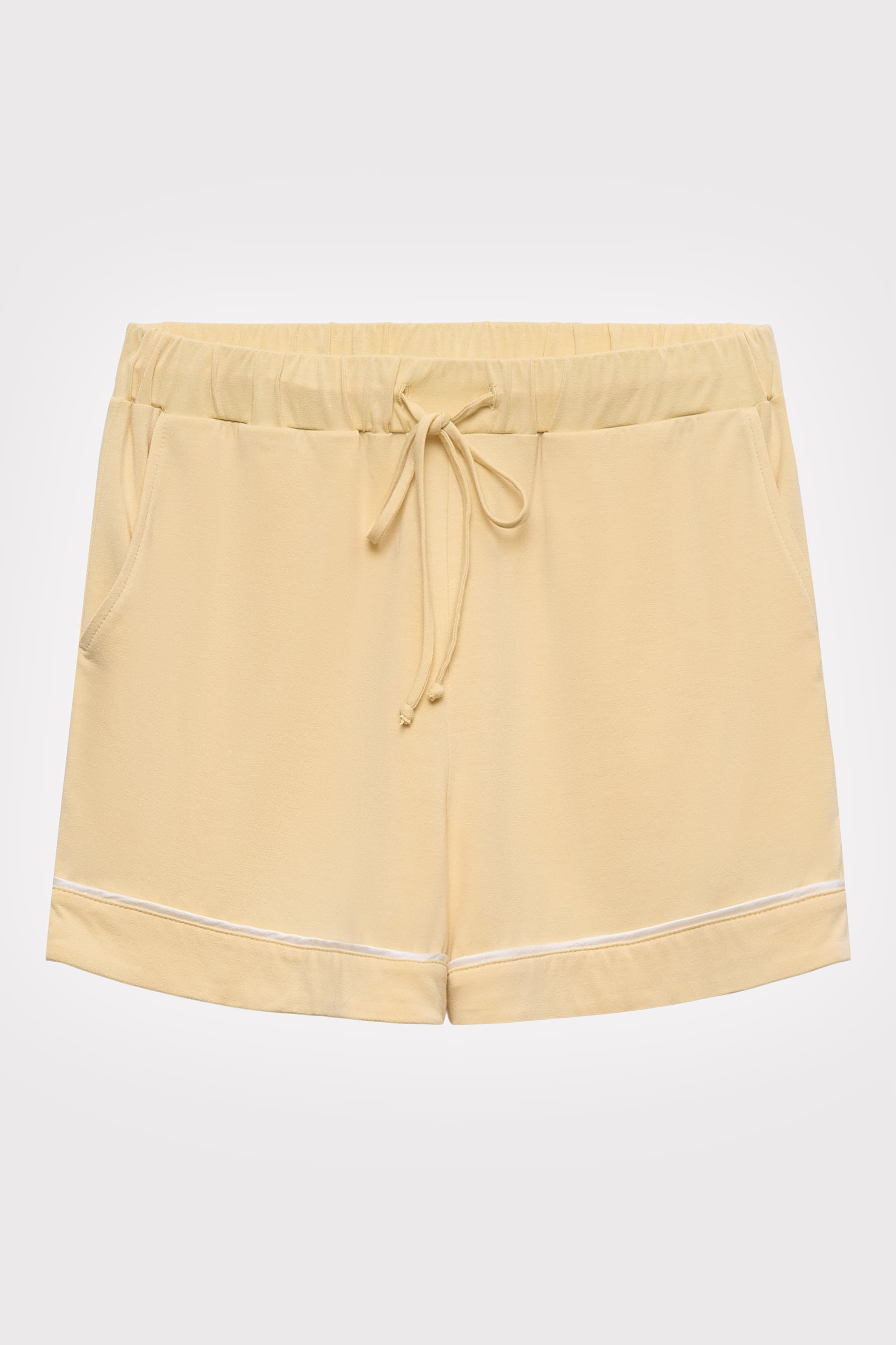 Chamomile-Dyed Modal Piped-Short Pajama Set in naturally dyed fabric by AGA Nature