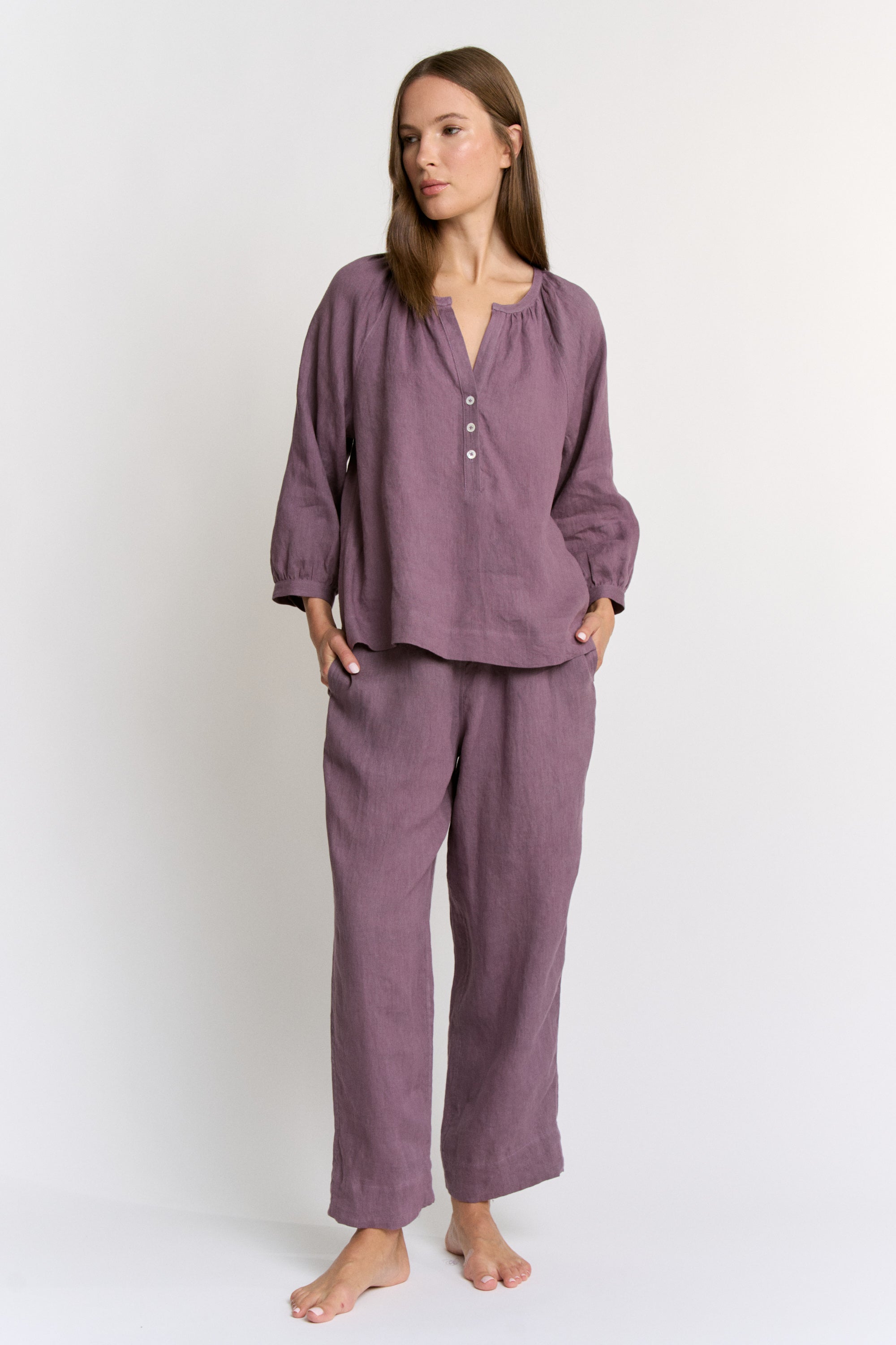 Cochineal Dyed Linen Drawstring Pants