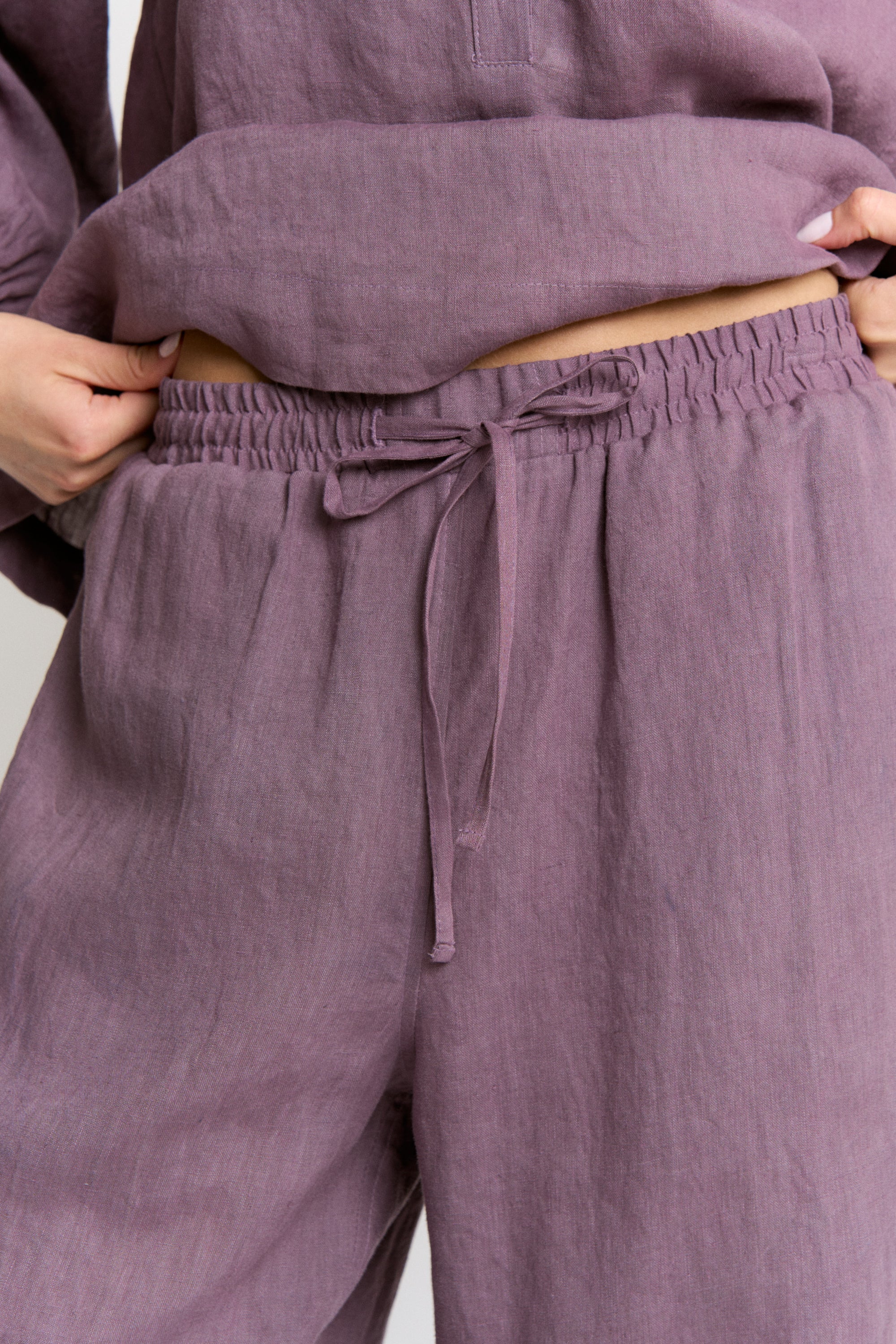 Cochineal Dyed Linen Drawstring Pants