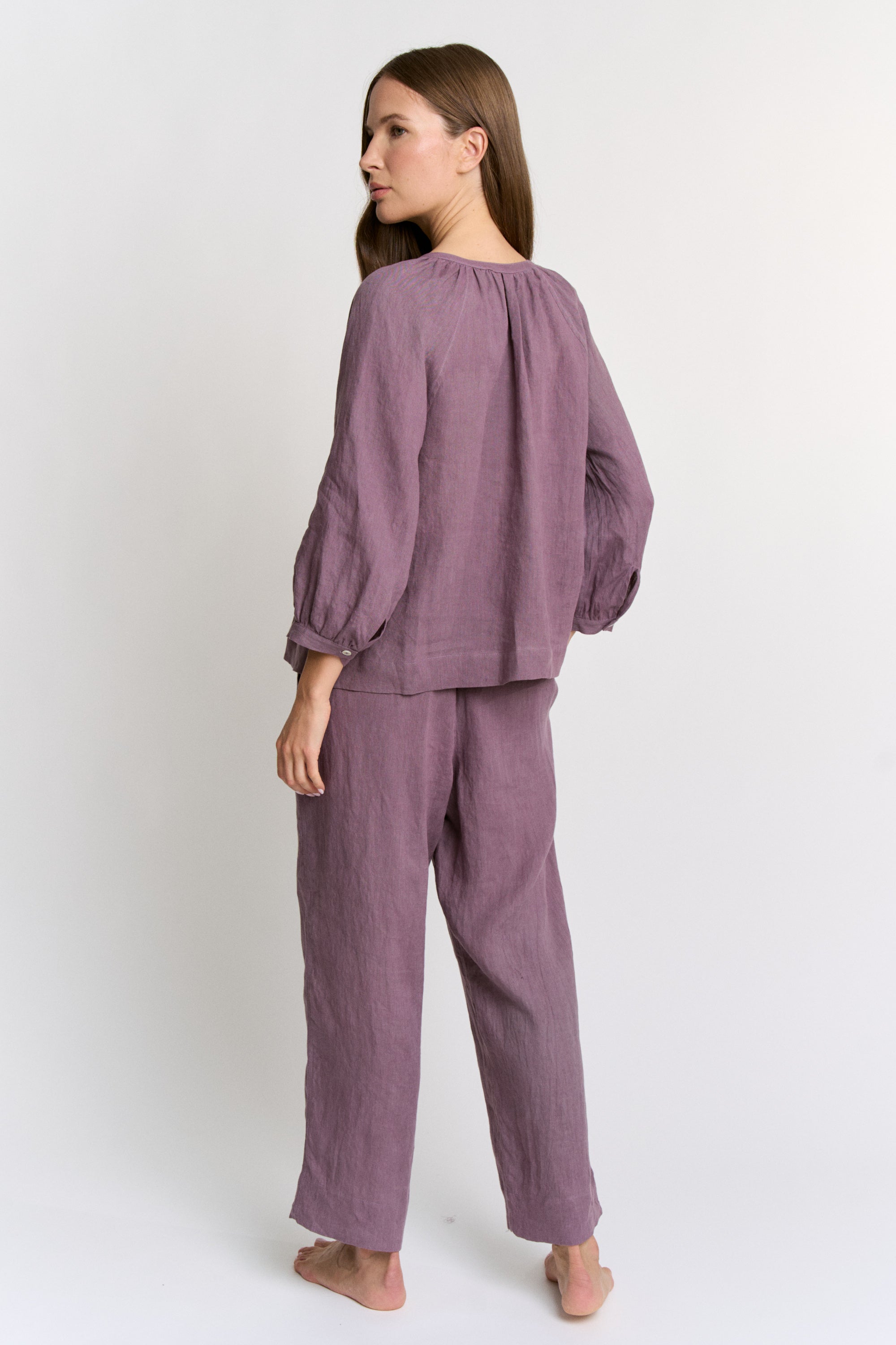 Cochineal Dyed Linen Drawstring Pants