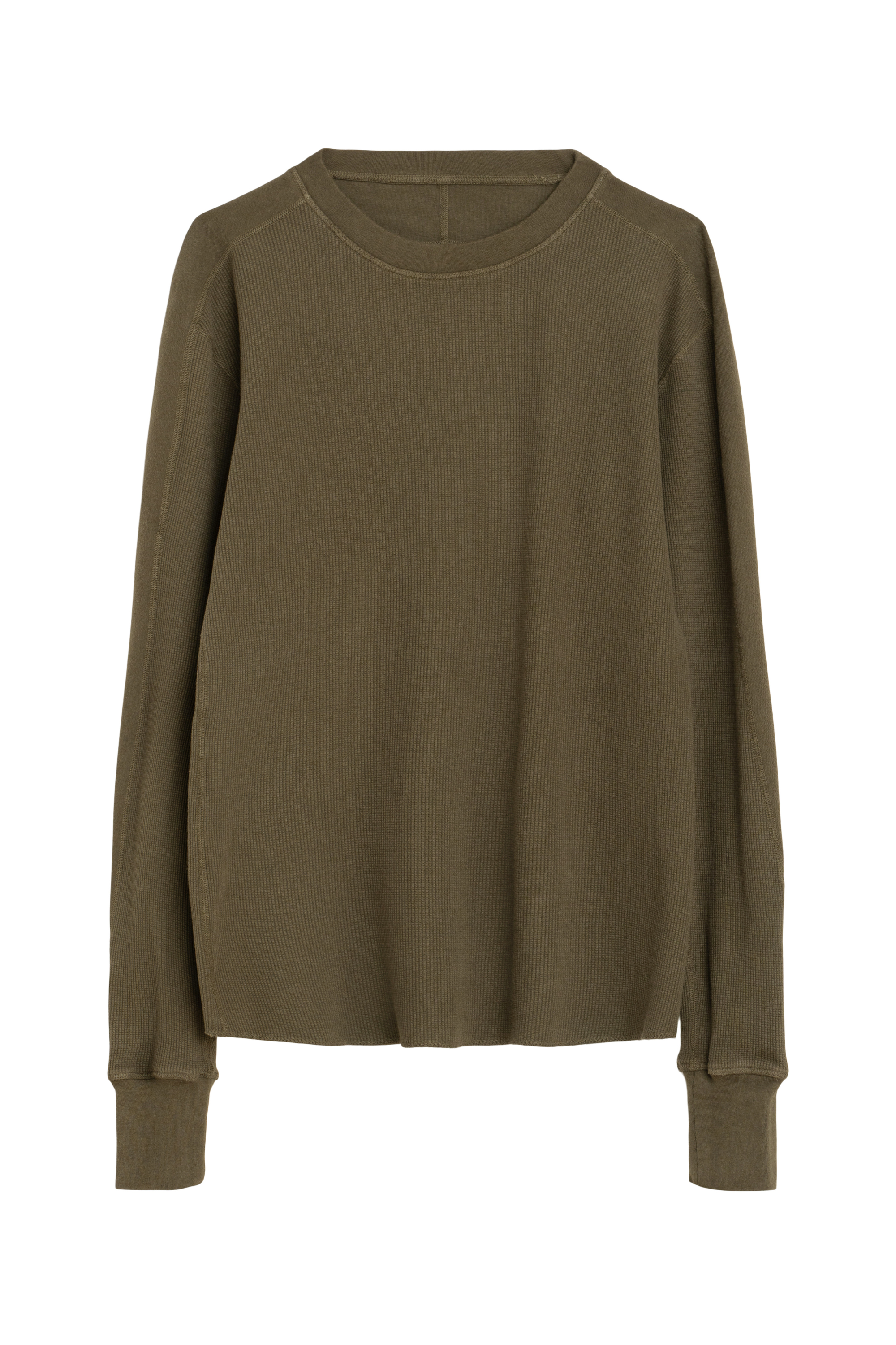 Marigold Dyed Cotton Modal Waffle Long-Sleeve Crew Neck