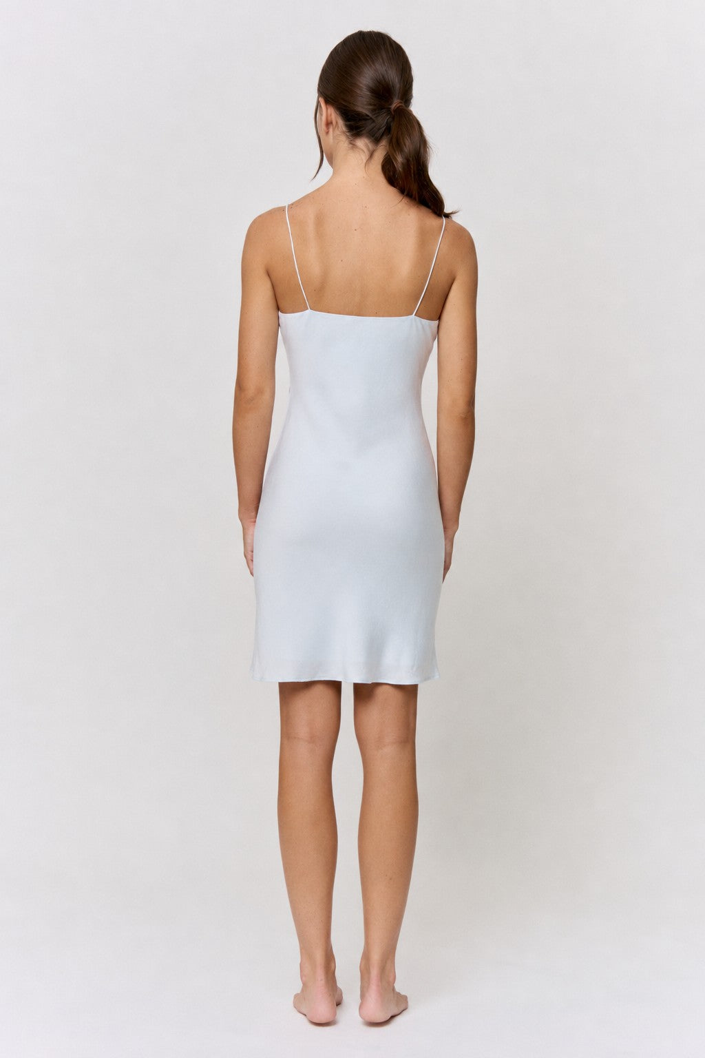 Red Cabbage-Dyed Silk Mini-Slip Dress in naturally dyed fabric by AGA Nature