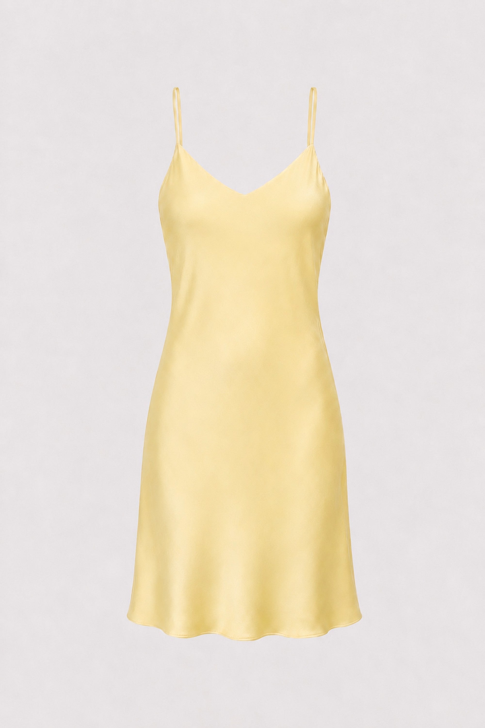 Chamomile-Dyed Silk Mini-Slip Dress in naturally dyed fabric by AGA Nature