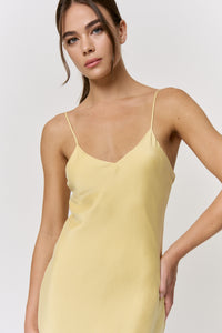 Chamomile-Dyed Silk Mini-Slip Dress in naturally dyed fabric by AGA Nature