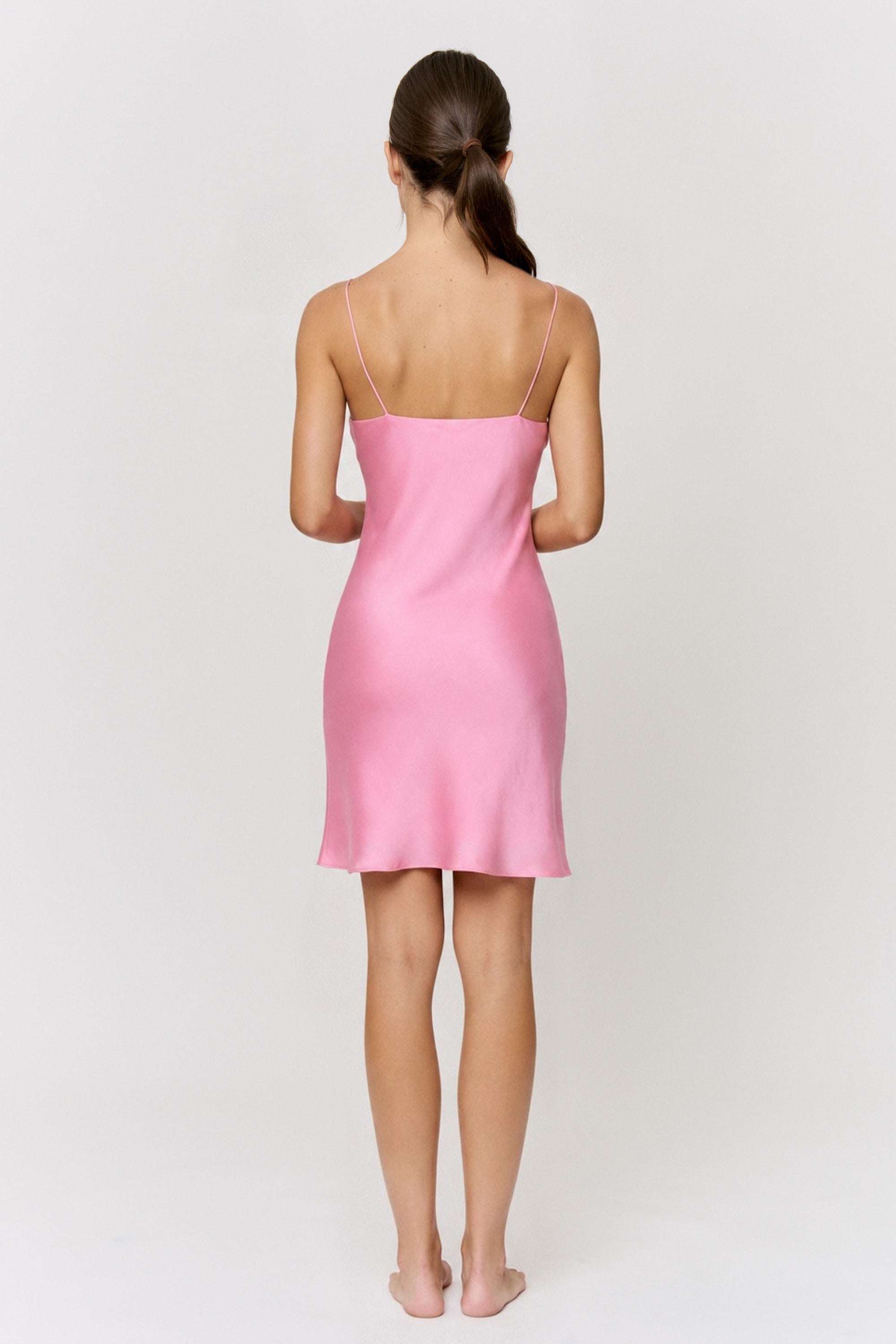 Cochineal-Dyed Silk Mini-Slip Dress in naturally dyed fabric by AGA Nature