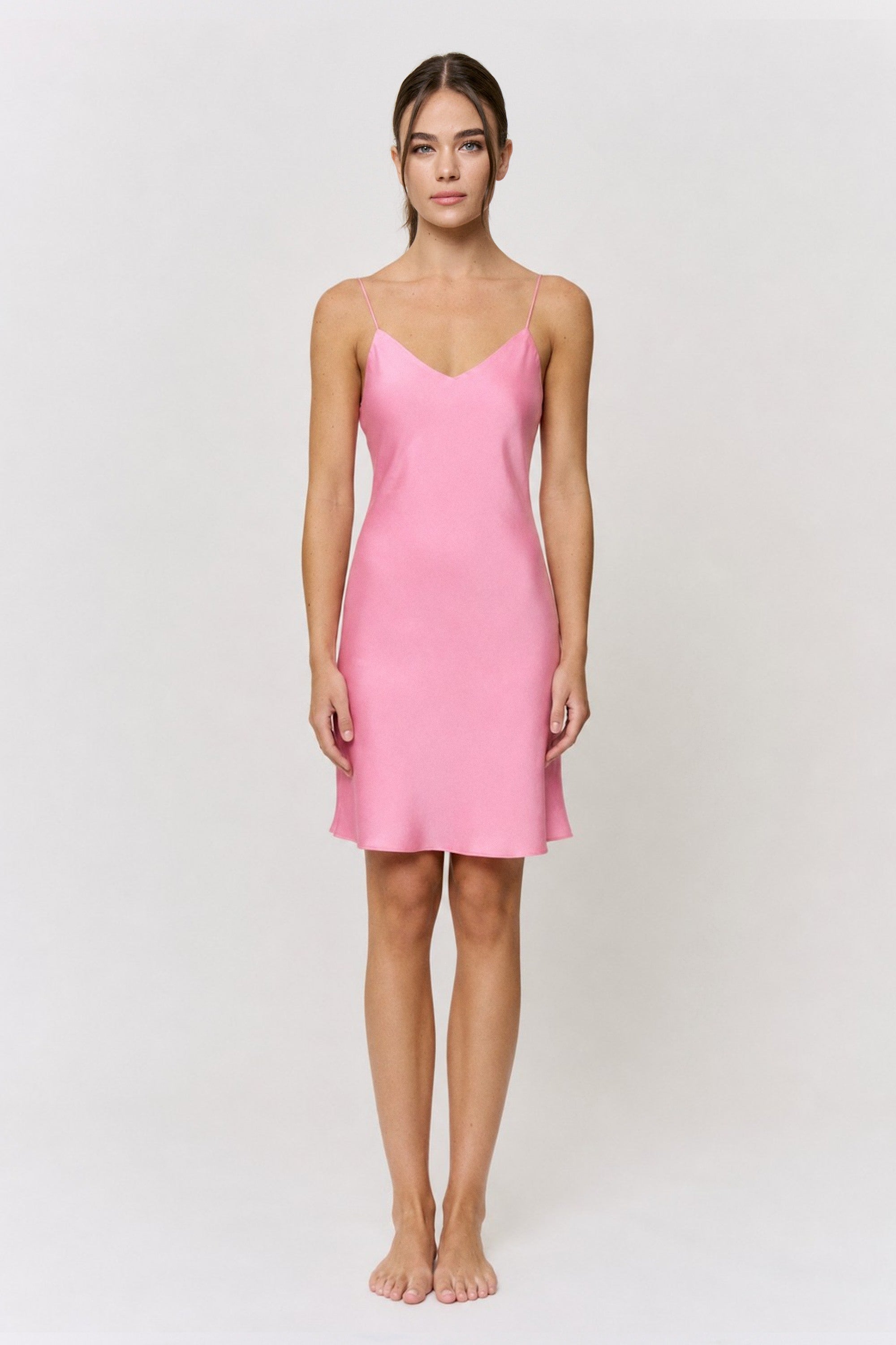 Cochineal-Dyed Silk Mini-Slip Dress in naturally dyed fabric by AGA Nature