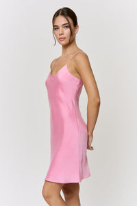 Cochineal-Dyed Silk Mini-Slip Dress in naturally dyed fabric by AGA Nature
