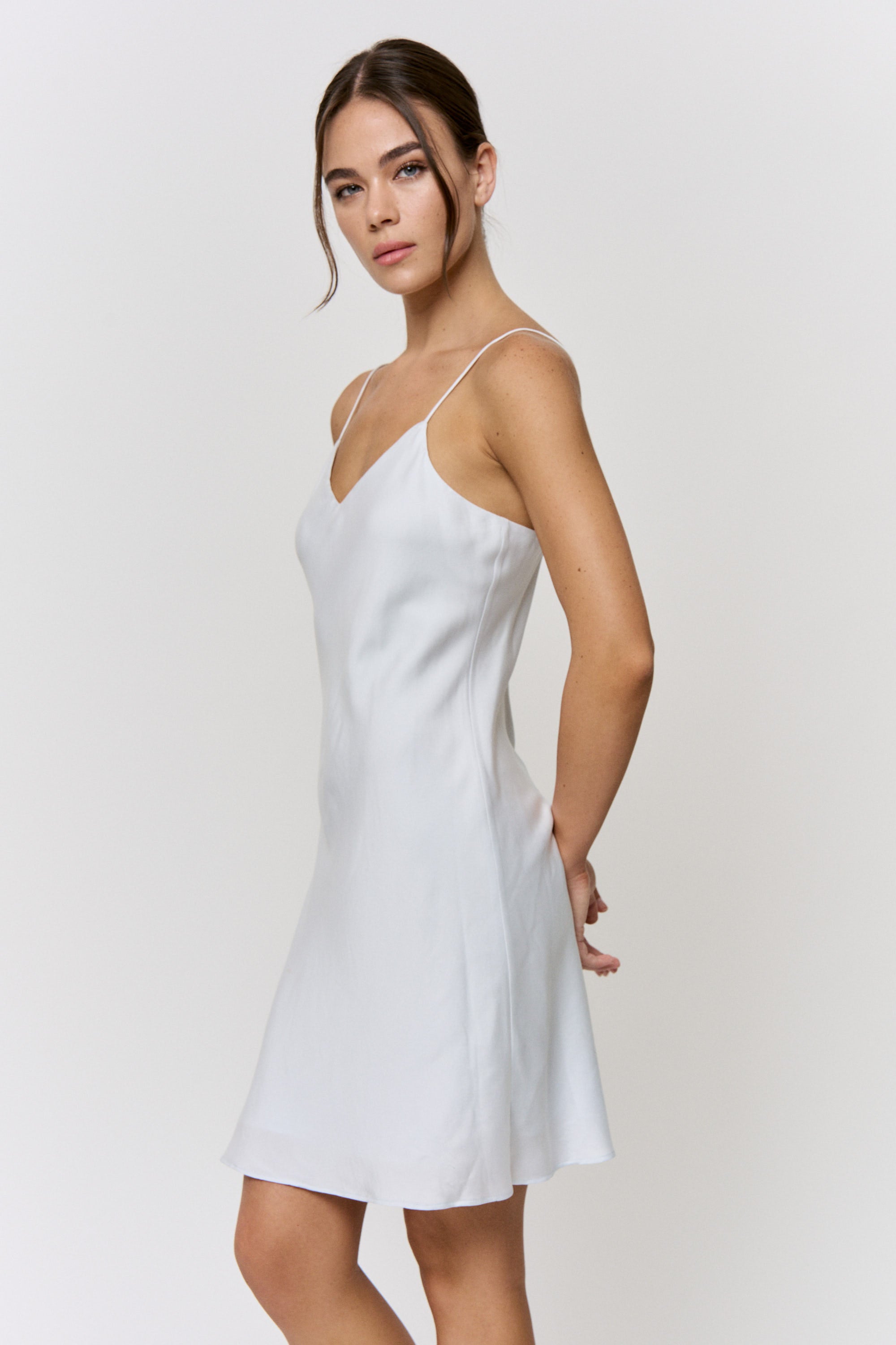 Red Cabbage-Dyed Silk Mini-Slip Dress in naturally dyed fabric by AGA Nature