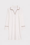 Undyed Modal Polo Dress with Sequoia-Dyed Silk Piping