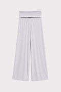 Red Cabbage-Dyed Modal Foldover-Waist Wide-Leg Pants