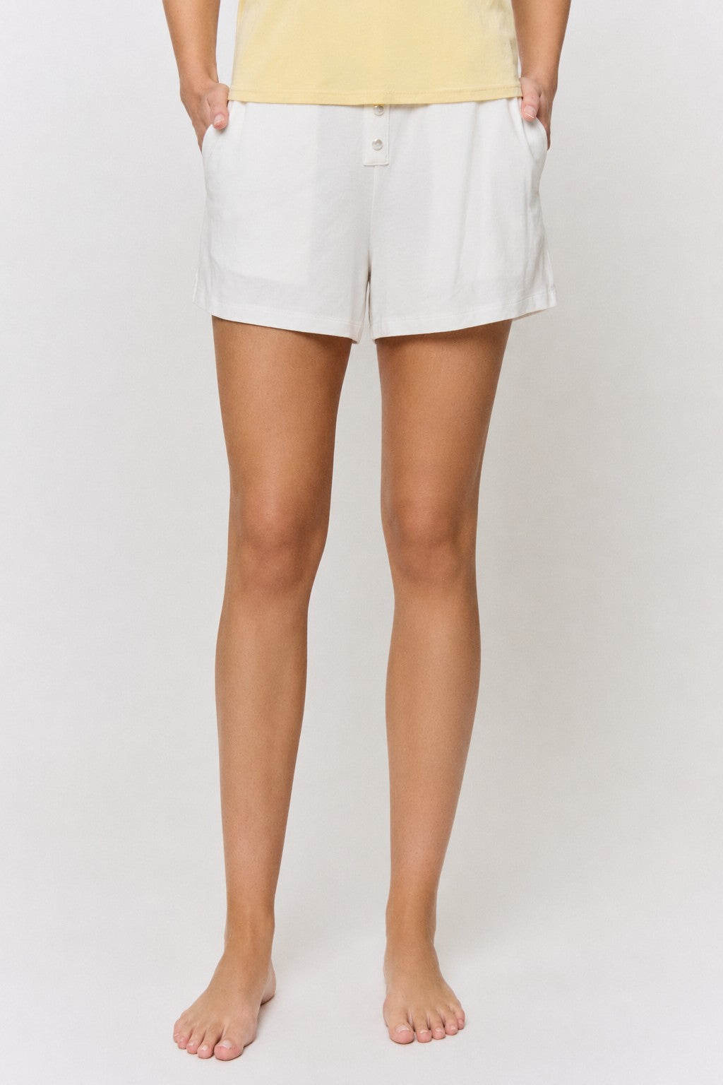Undyed Modal Pearl-Button-Short in naturally dyed fabric by AGA Nature