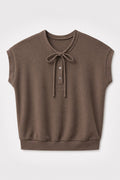 Cutch-Dyed Waffle Tie-Neck Top