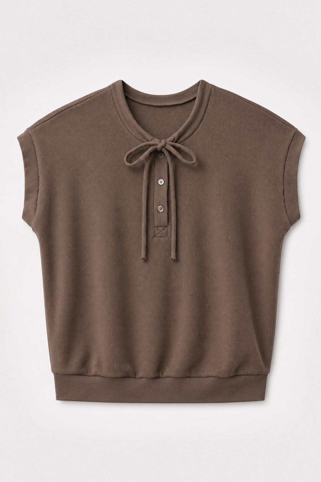 Cutch-Dyed Waffle Tie-Neck Top in naturally dyed fabric by AGA Nature